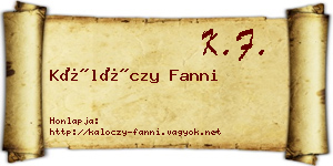 Kálóczy Fanni névjegykártya