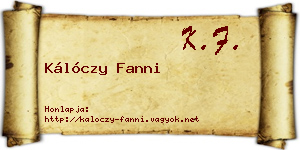 Kálóczy Fanni névjegykártya
